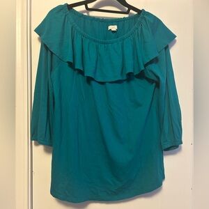 J. Jill Teal off-shoulder Ruffle Blouse
